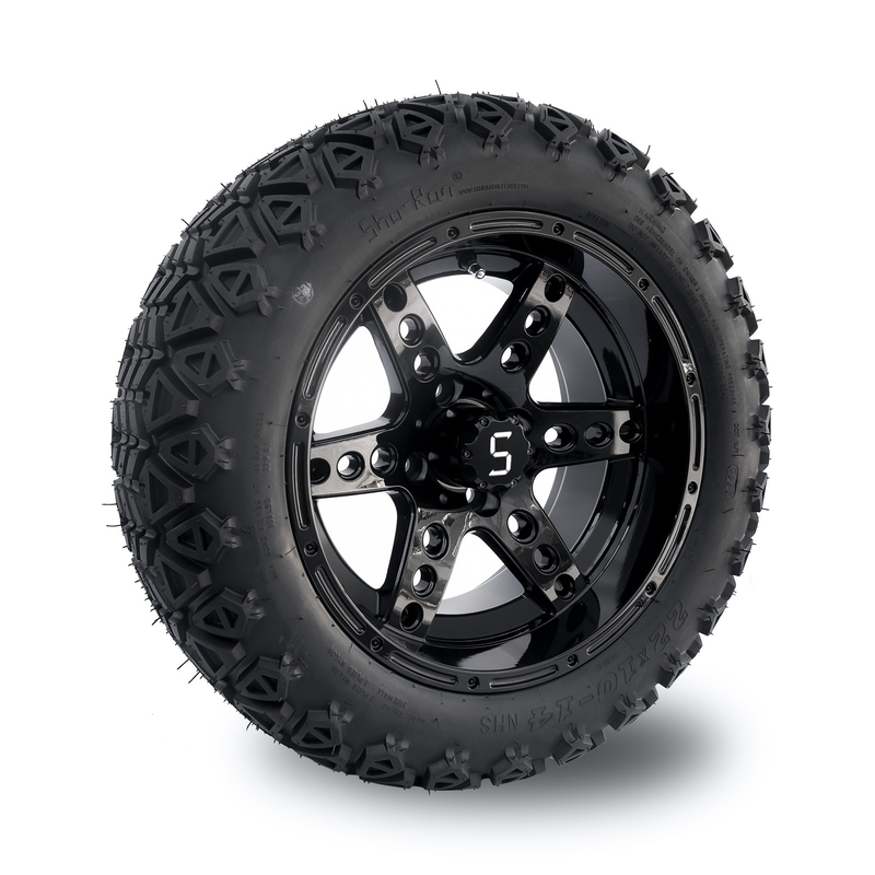 DOT 14 Inch Golf Cart bánh và lốp 22x10-14 Tất cả địa hình bóng đen 6 Spokes