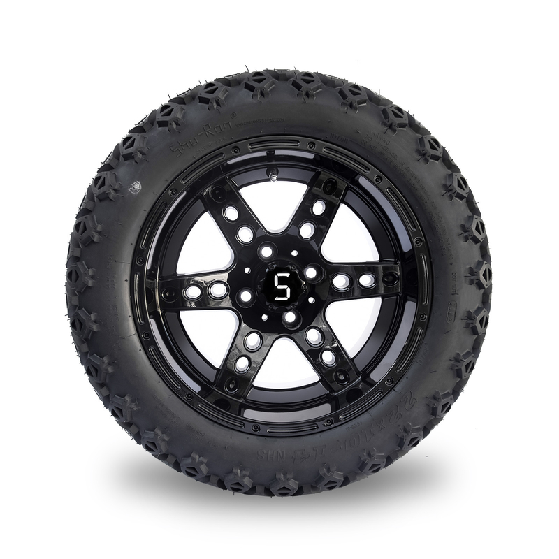 DOT 14 Inch Golf Cart bánh và lốp 22x10-14 Tất cả địa hình bóng đen 6 Spokes