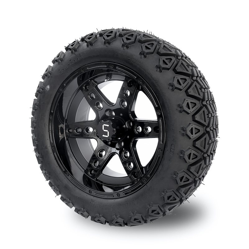 DOT 14 Inch Golf Cart bánh và lốp 22x10-14 Tất cả địa hình bóng đen 6 Spokes