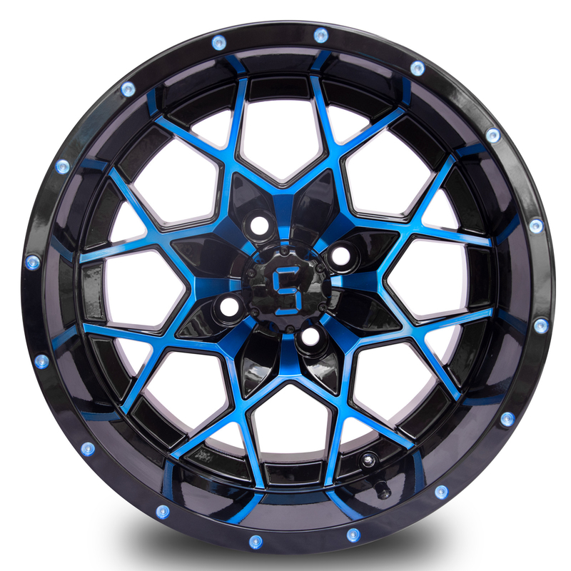 Tùy chỉnh 14 Inch Golf Cart Rims Blue Glossy Đen nhôm hợp kim Rims ET-25