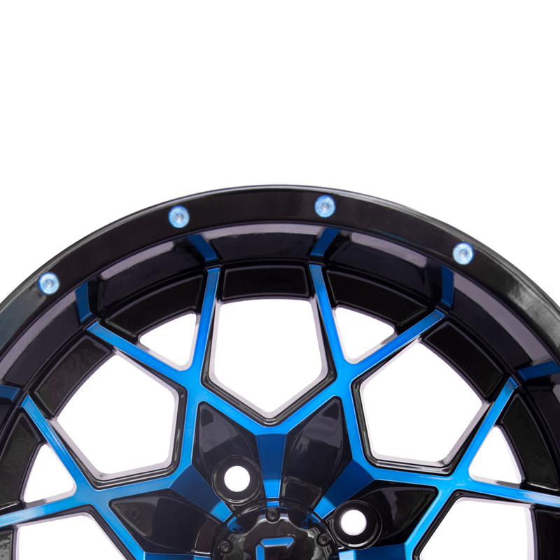 Tùy chỉnh 14 Inch Golf Cart Rims Blue Glossy Đen nhôm hợp kim Rims ET-25