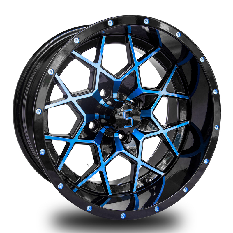 Tùy chỉnh 14 Inch Golf Cart Rims Blue Glossy Đen nhôm hợp kim Rims ET-25