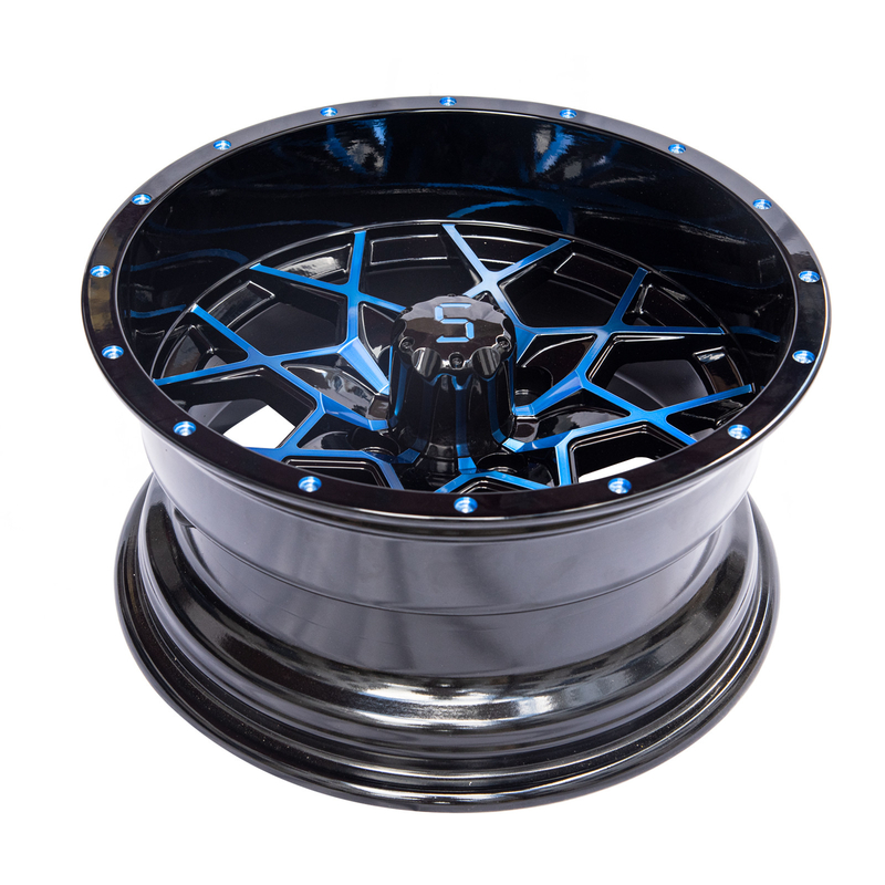 Tùy chỉnh 14 Inch Golf Cart Rims Blue Glossy Đen nhôm hợp kim Rims ET-25