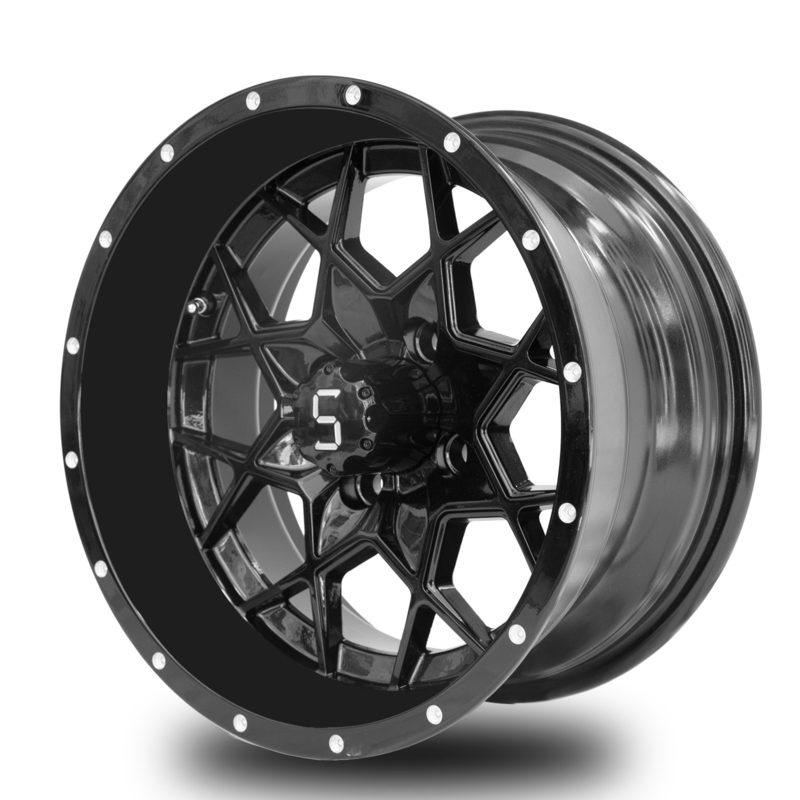 Vortex 14 Inch Golf Cart bánh xe nhôm bóng đen PCD 4/101.6
