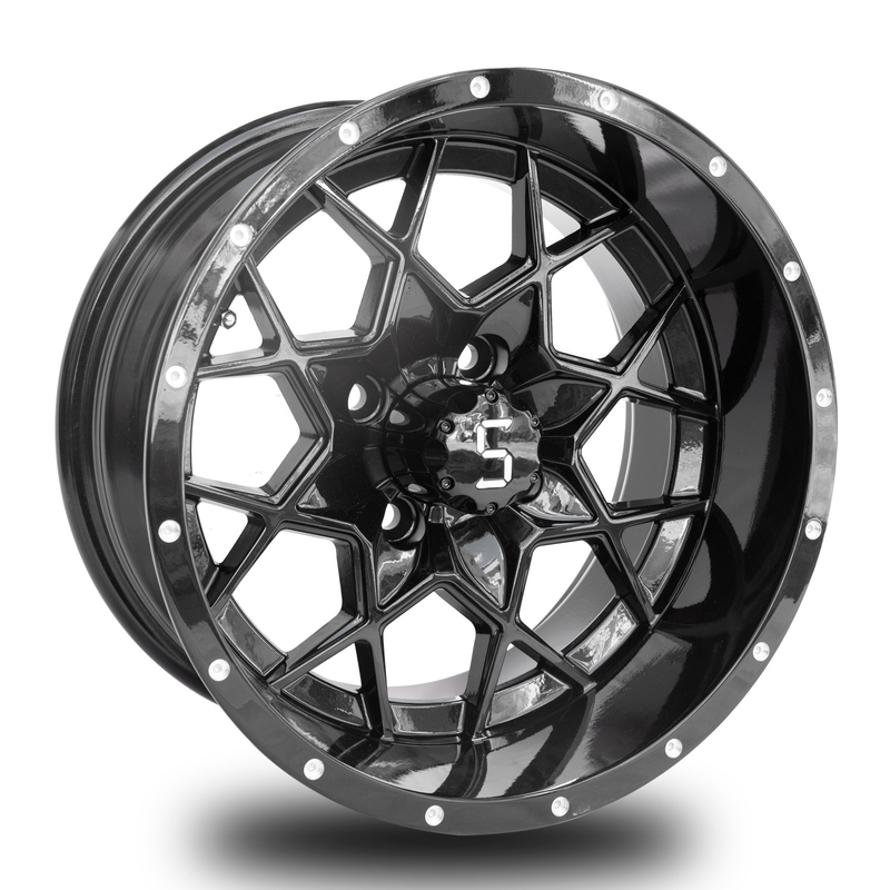 Vortex 14 Inch Golf Cart bánh xe nhôm bóng đen PCD 4/101.6