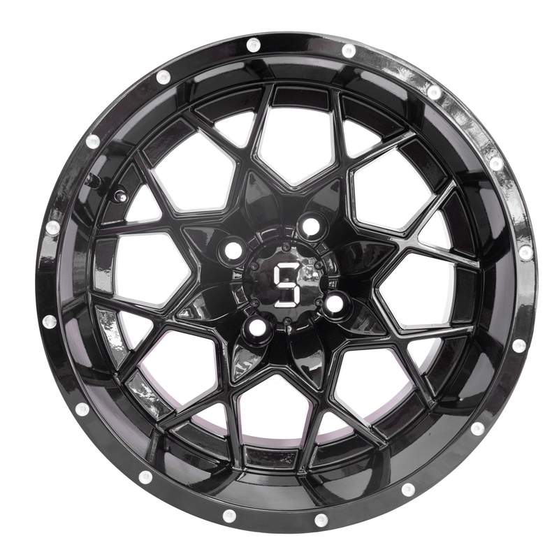 Vortex 14 Inch Golf Cart bánh xe nhôm bóng đen PCD 4/101.6