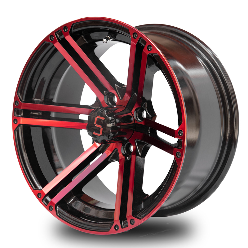 14 Inch Golf Cart Aluminium Wheels Đỏ bóng đen 4X4 Bolt Mô hình 101.6 PCD 7 inch rộng