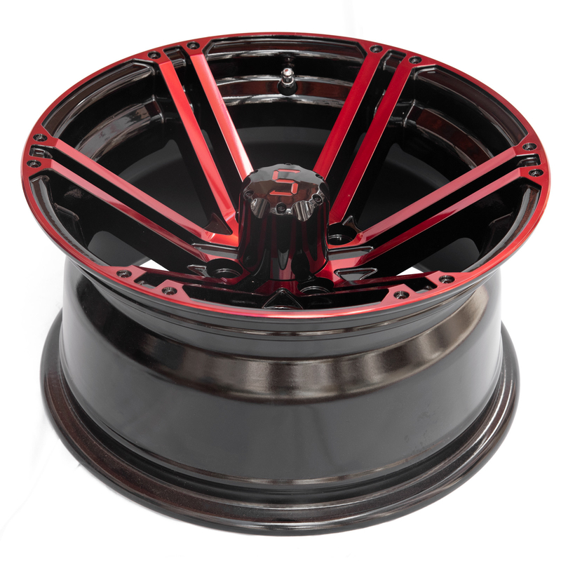 14 Inch Golf Cart Aluminium Wheels Đỏ bóng đen 4X4 Bolt Mô hình 101.6 PCD 7 inch rộng