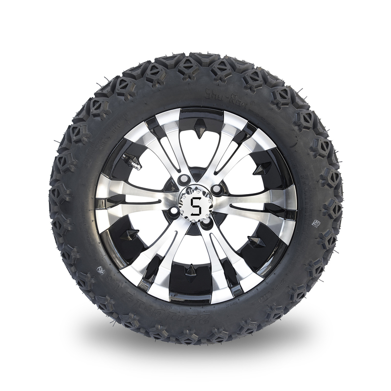 Bánh xe và lốp xe golf cart 14 inch màu đen bóng gia công 22x10-14 All Terrain DOT