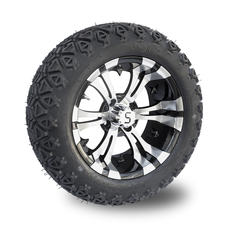 Bánh xe và lốp xe golf cart 14 inch màu đen bóng gia công 22x10-14 All Terrain DOT