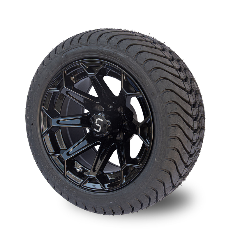 Bánh xe và lốp xe golf cart ShuRan Gloss Black 12 inch 215/35-12 Lốp xe được DOT phê duyệt