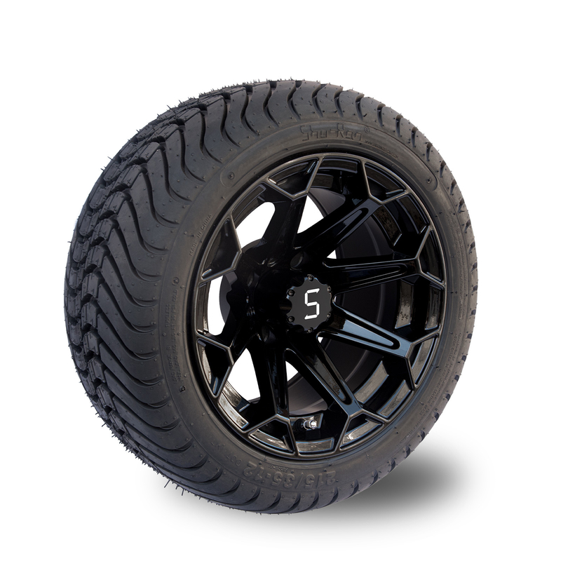 Bánh xe và lốp xe golf cart ShuRan Gloss Black 12 inch 215/35-12 Lốp xe được DOT phê duyệt