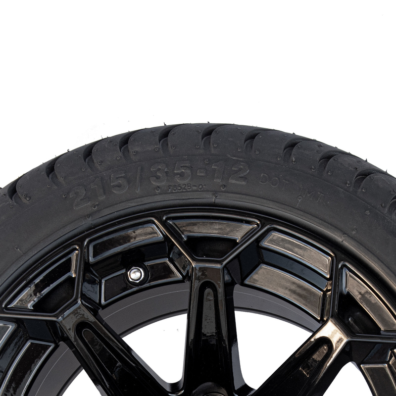 Bánh xe và lốp xe golf cart ShuRan Gloss Black 12 inch 215/35-12 Lốp xe được DOT phê duyệt