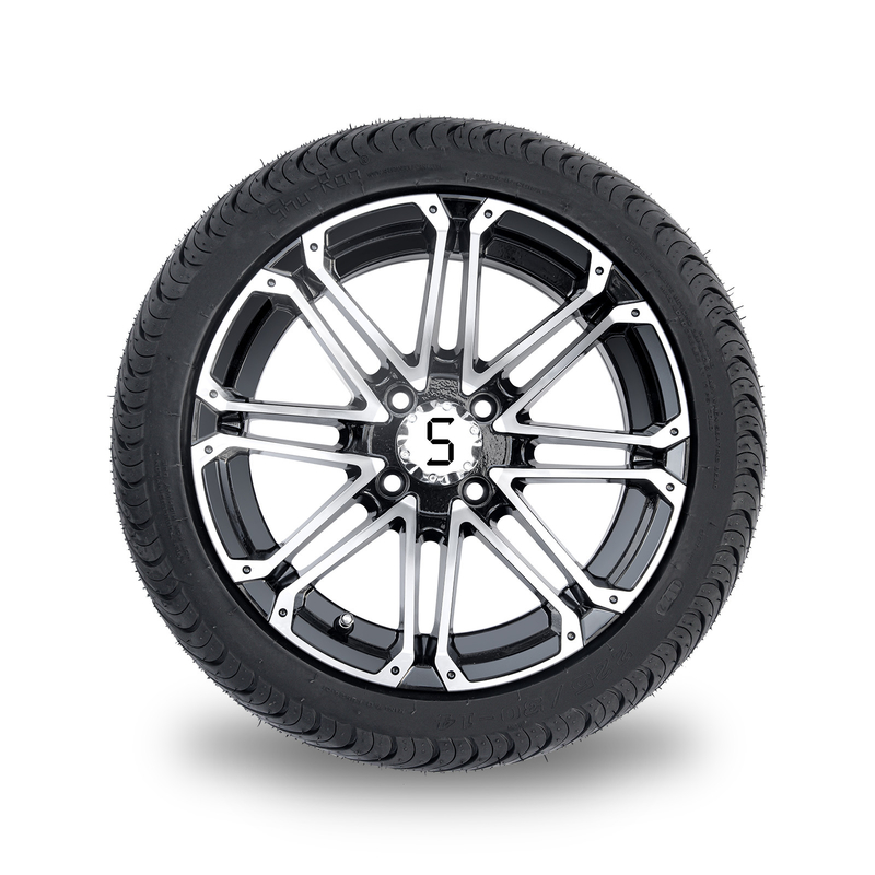 Bộ bánh và lốp xe golf 14x7, lốp đường phố 225/30-14, màu đen bóng gia công