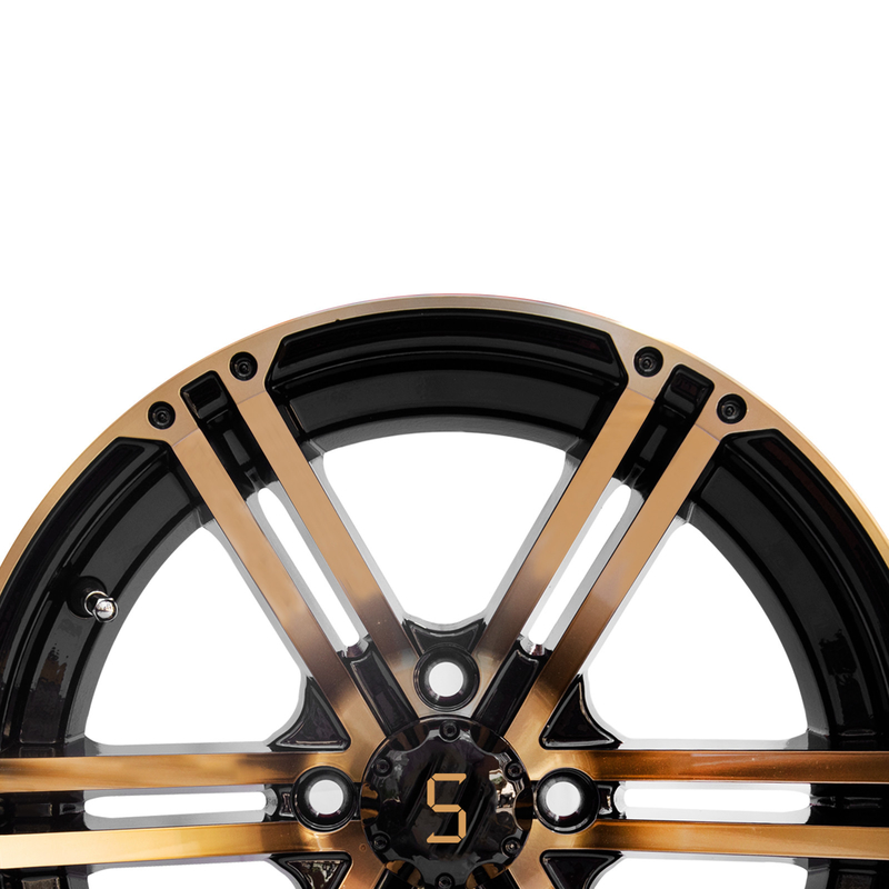 Vành xe golf 12x7 / 14x7 Vàng / Đen bóng 4 / 101.6 PCD -25 ET