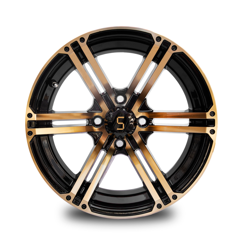 Vành xe golf 12x7 / 14x7 Vàng / Đen bóng 4 / 101.6 PCD -25 ET