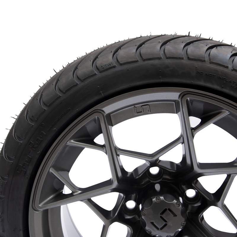 Gunsmetal Finish 14 Inch Golf Cart Wheels And Tires 225/30-14 101.6 PCD 4x4 Mô hình Bolt