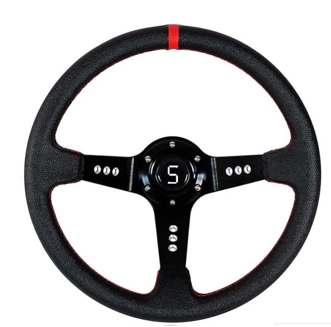 Vô lăng ba chấu lệch tâm sọc đỏ 13.5 inch cho xe golf