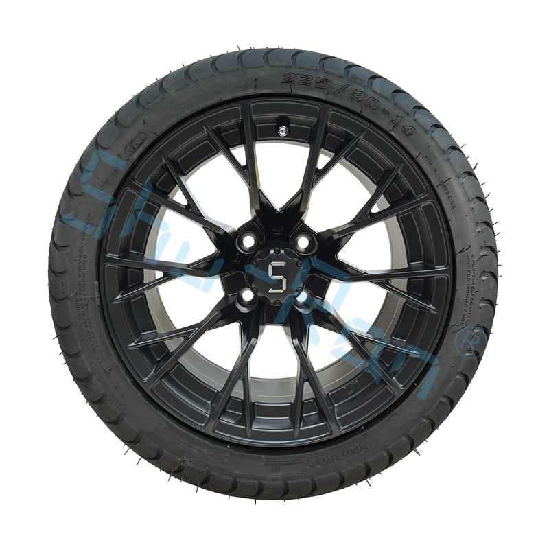 Vành xe màu đen bóng 14 inch bán sỉ với lốp xe đạt chuẩn DOT cho xe golf