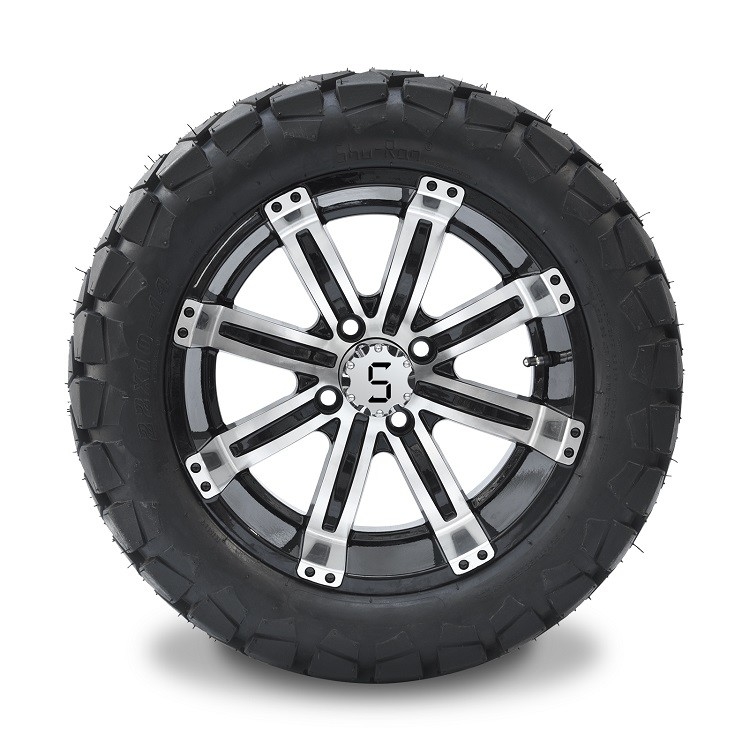 Golf Cart 14' 'Aluminium Wheel và 22x10-14 Tất cả các địa hình DOT Lốp Combo - Máy chế / bóng đen