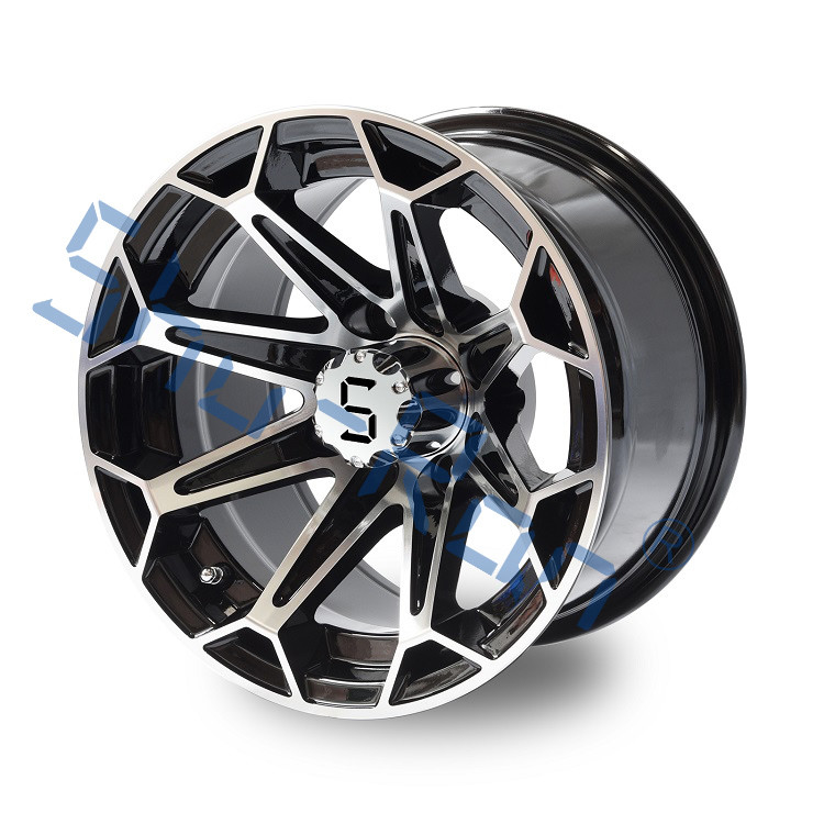Bánh xe nhôm Golf Cart 12''/14'' Machined/ Glossy Black cho xe Club Car, EZGO, YMH