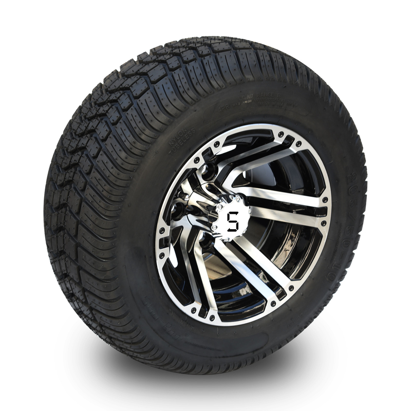 Vành xe golf 10'' và Lốp xe đường phố DOT 205/50-10 - Gia công/Đen bóng