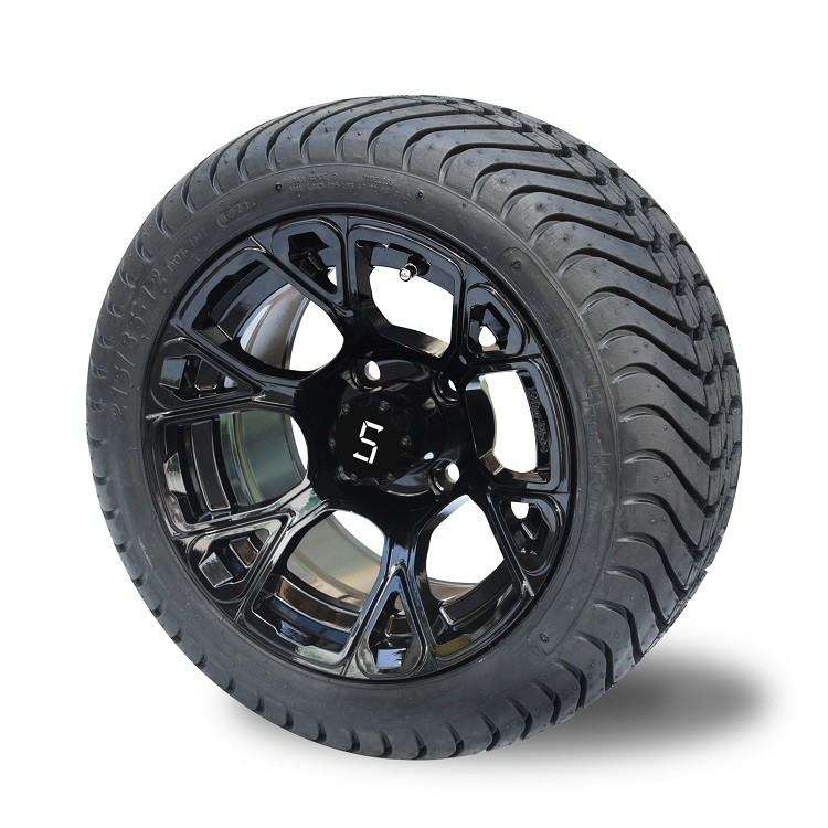 Bánh xe golf cart đen bóng độc quyền 12'' mới Shu-Ran và bộ lốp đường phố DOT 215/35-12