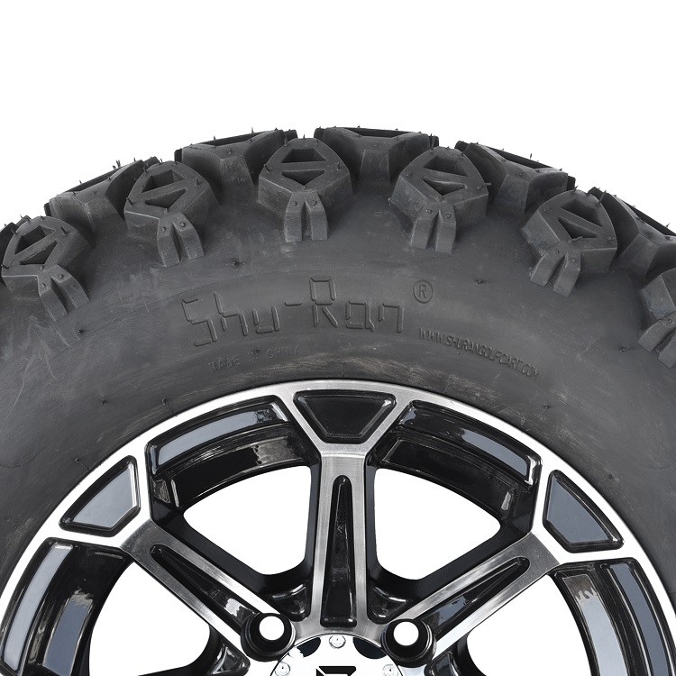 Vành bánh xe golf bằng nhôm 12'' & Lốp địa hình 23x10.5-12 Combo - Gia công/Đen bóng