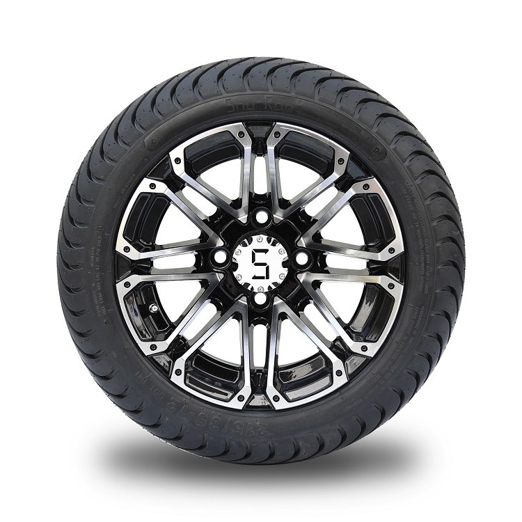 12 inch Machiend / Đen bánh xe golf và 215/35-12 DOT Street Lốp Combo 4 Ply