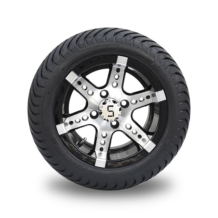 215/35-12 Lốp xe DOT có hồ sơ thấp và bộ bánh xe nhôm xe golf đen 12 inch (101.6 PCD 4 * 4 Bolt 18' cao)