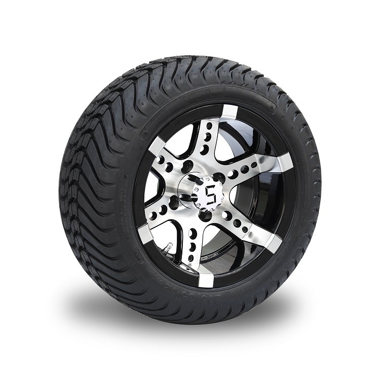 215/35-12 Lốp xe DOT có hồ sơ thấp và bộ bánh xe nhôm xe golf đen 12 inch (101.6 PCD 4 * 4 Bolt 18' cao)