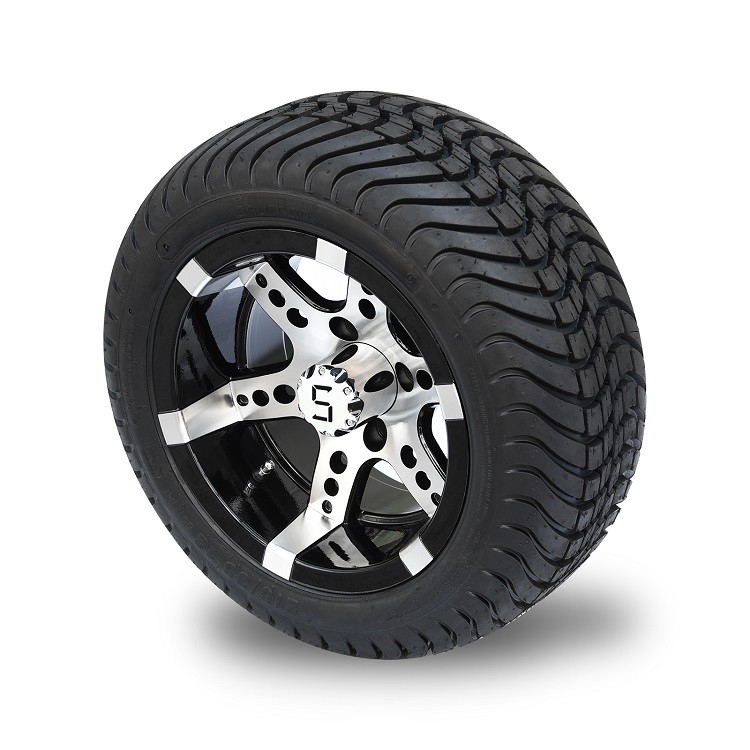 215/35-12 Lốp xe DOT có hồ sơ thấp và bộ bánh xe nhôm xe golf đen 12 inch (101.6 PCD 4 * 4 Bolt 18' cao)