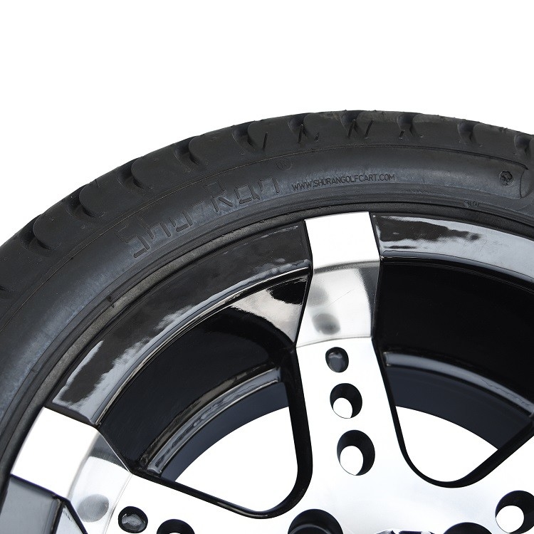 215/35-12 Lốp xe DOT có hồ sơ thấp và bộ bánh xe nhôm xe golf đen 12 inch (101.6 PCD 4 * 4 Bolt 18' cao)