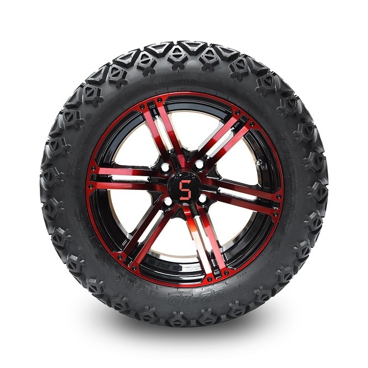 14 Inch Golf Cart Đỏ / Đen bóng bánh và 22x10-14 'DOT tất cả các vùng đất lốp xe lắp ráp