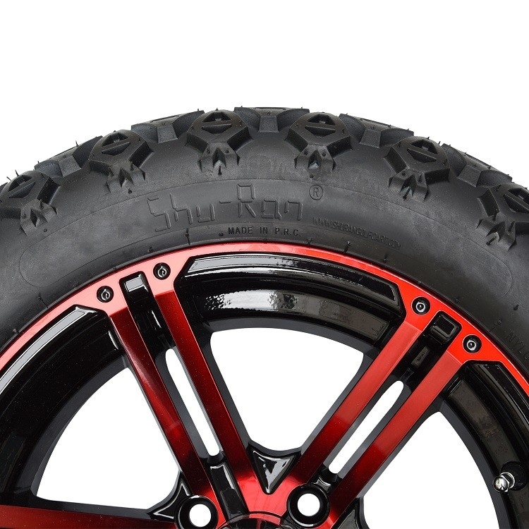14 Inch Golf Cart Đỏ / Đen bóng bánh và 22x10-14 'DOT tất cả các vùng đất lốp xe lắp ráp