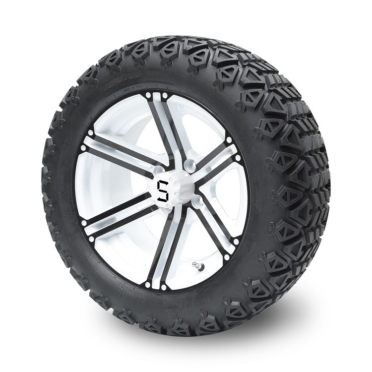 Golf Cart 14'' Đen / trắng và 22x10-14' Tất cả lốp xe địa hình, bánh xe đậu và trung tâm Caps bao gồm