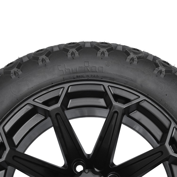 Golf Cart 14' 'Matte Black Wheels And 22x10-14 DOT cao hồ sơ lốp bao gồm bánh răng hạt và trung tâm nắp