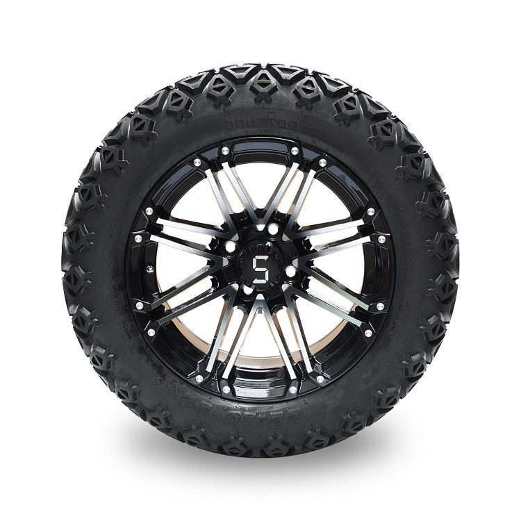 Golf Cart 14'' Đốm đen máy và 22 * 10-14 Lốp xe địa hình bao gồm các hạt Lug và nắp trung tâm