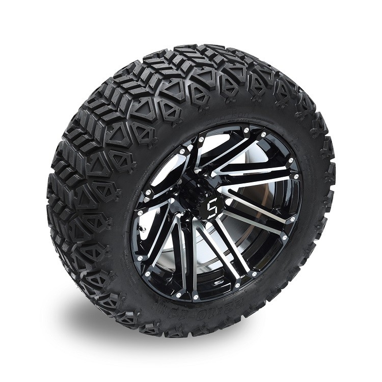 Golf Cart 14'' Đốm đen máy và 22 * 10-14 Lốp xe địa hình bao gồm các hạt Lug và nắp trung tâm