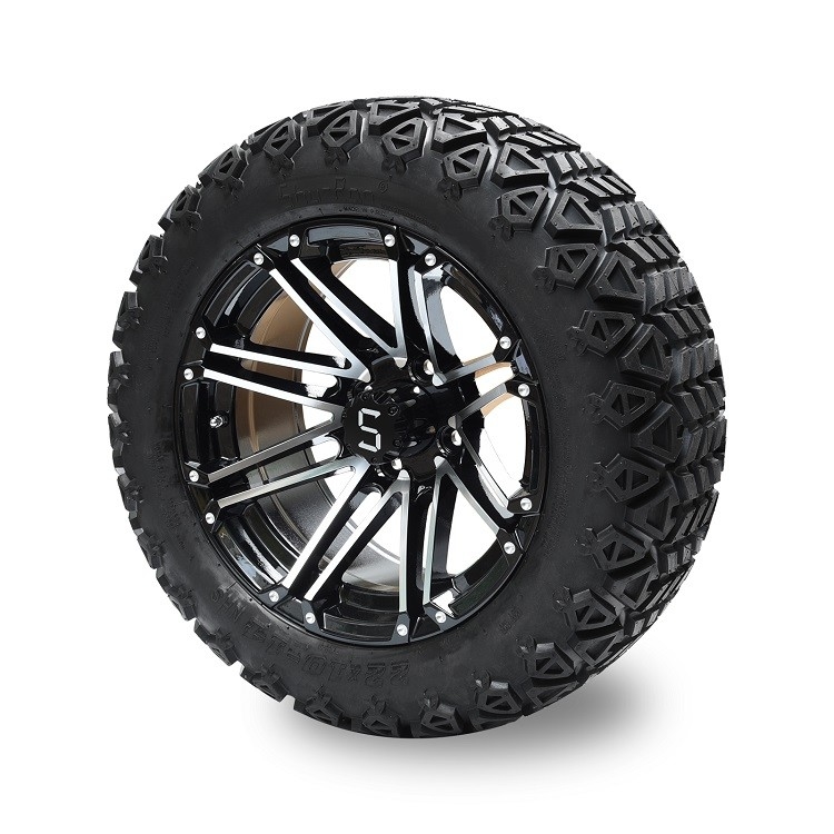Golf Cart 14'' Đốm đen máy và 22 * 10-14 Lốp xe địa hình bao gồm các hạt Lug và nắp trung tâm