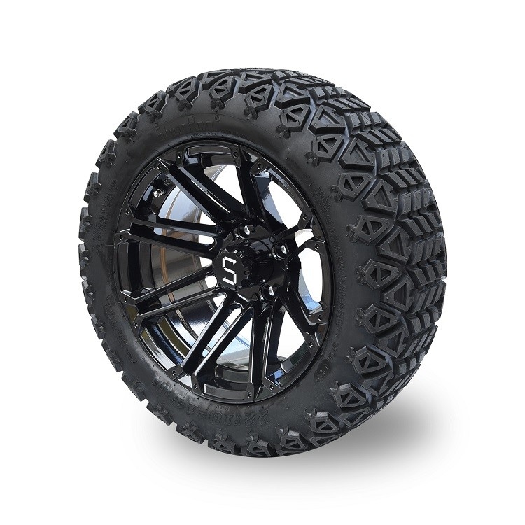 Lốp xe Golf Cart Off-Road 22*10-14 và Vành đen bóng với nắp trung tâm S