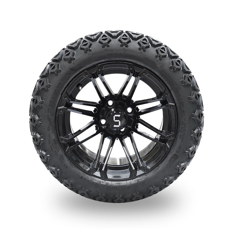 Lốp xe Golf Cart Off-Road 22*10-14 và Vành đen bóng với nắp trung tâm S