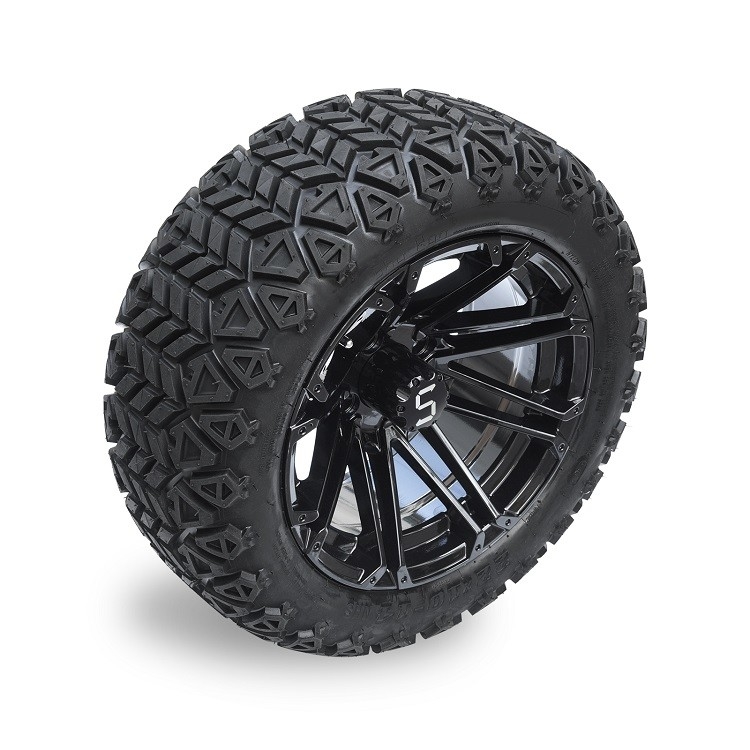 Lốp xe Golf Cart Off-Road 22*10-14 và Vành đen bóng với nắp trung tâm S