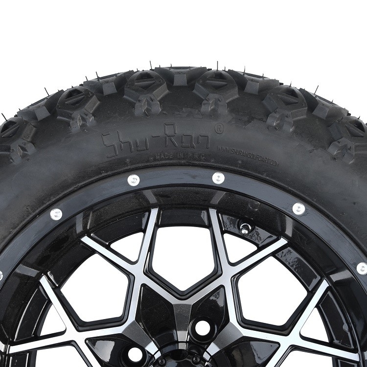 Vành xe golf cart 14 inch được gia công/Đen bóng và Lốp xe địa hình 22*10-14 DOT ET -25mm