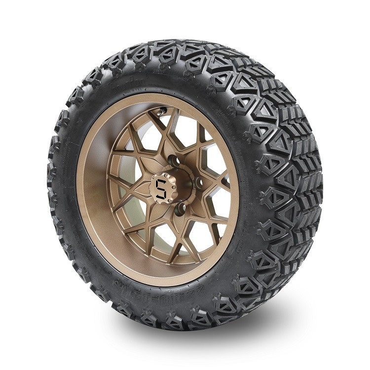 Bánh xe golf cart 14 inch màu đồng và lốp 22x10-14 Cần nâng, PCD 1/101.6