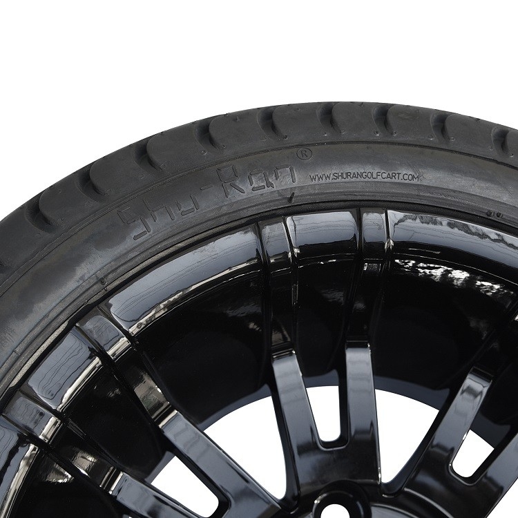 Bộ bánh xe golf cart màu đen bóng 12'' và lốp hồ sơ thấp 215/35-12