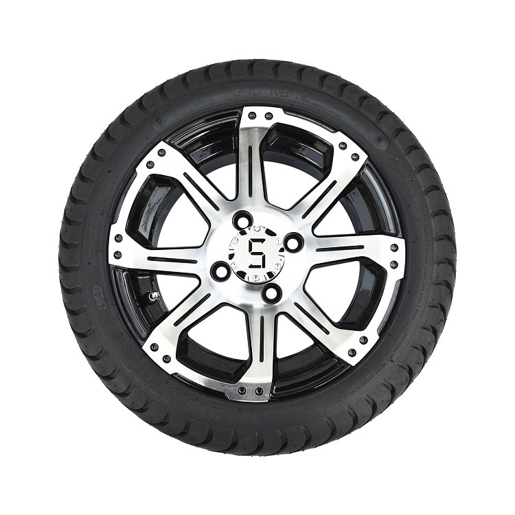 Đen nhôm 12 inch xe gôn bánh và lốp 215 35 12 với 8 chân