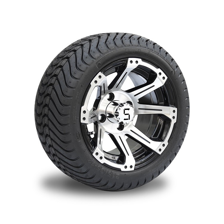 Đen nhôm 12 inch xe gôn bánh và lốp 215 35 12 với 8 chân