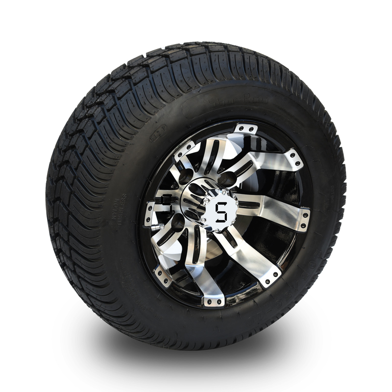 Lốp xe đường phố hồ sơ thấp 205/50-10 DOT và bộ mâm xe golf 10 inch màu đen bóng/gia công 4 lớp