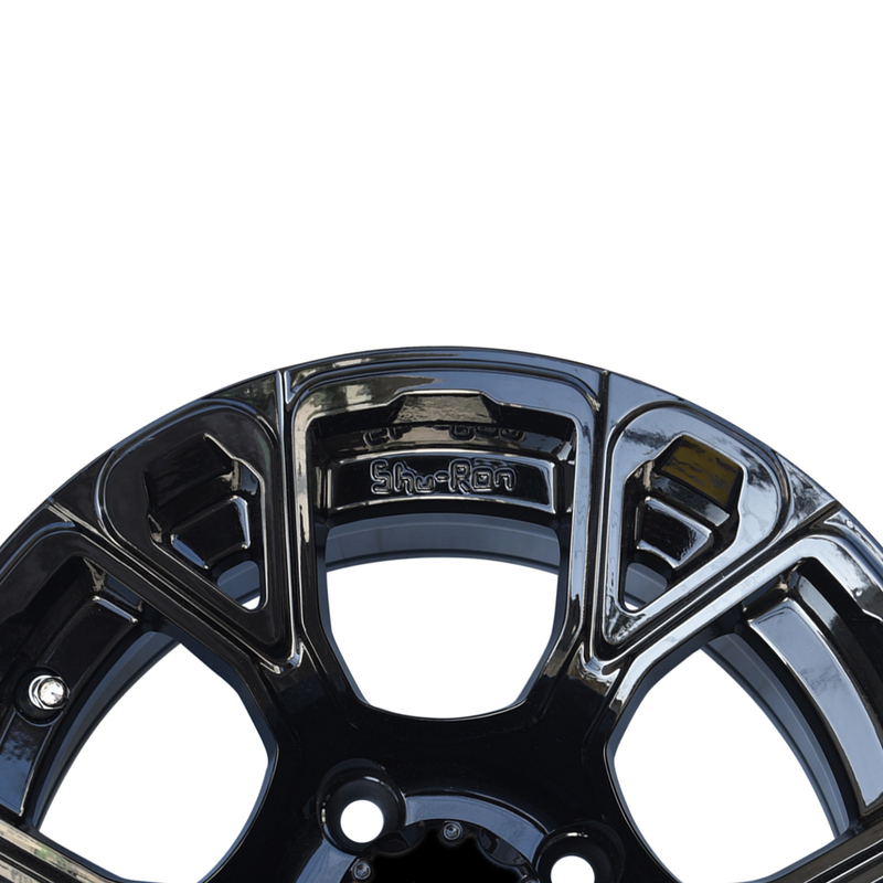 Golf Cart 12' 'Glossy Black Rim 6 Spokes 4 * 4 Bolt Pattern bao gồm Cap Trung tâm